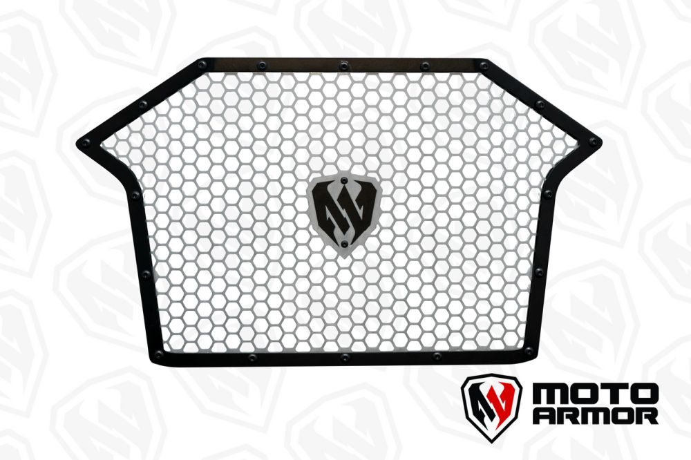 Moto Armor Premium Radiator Grill Set Black Trim Raw Mesh