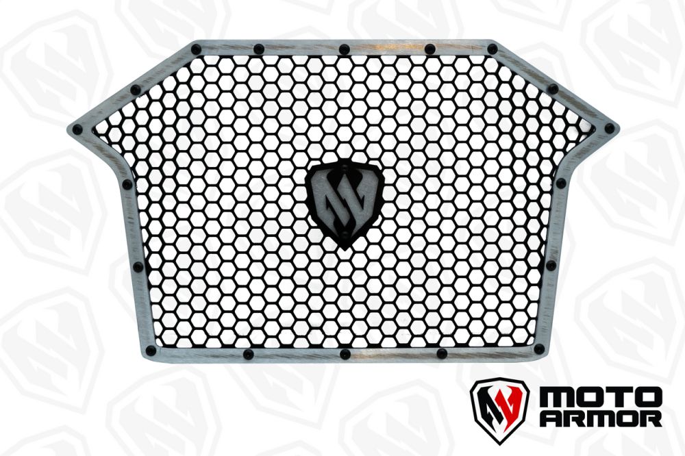 Moto Armor Premium Radiator Grill Set Raw Trim Black Mesh