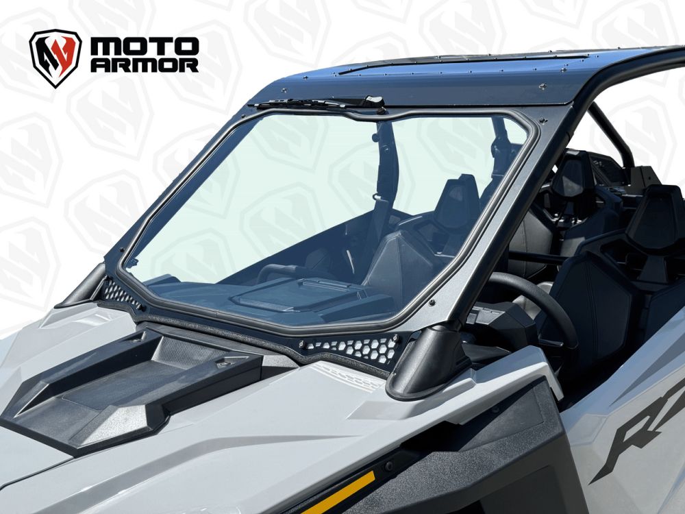 Moto Armor Max Visibility Full Glass Windshield MA-RZPRO-MAX-WS-GLS-BLK-Y