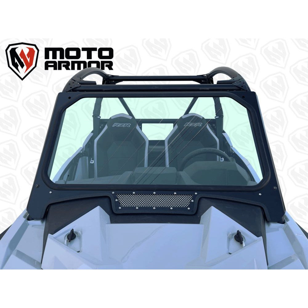 Moto Armor Vented Glass Windshield Black Mesh MA-RZTRL-WS-GLS-BLK-B-Y