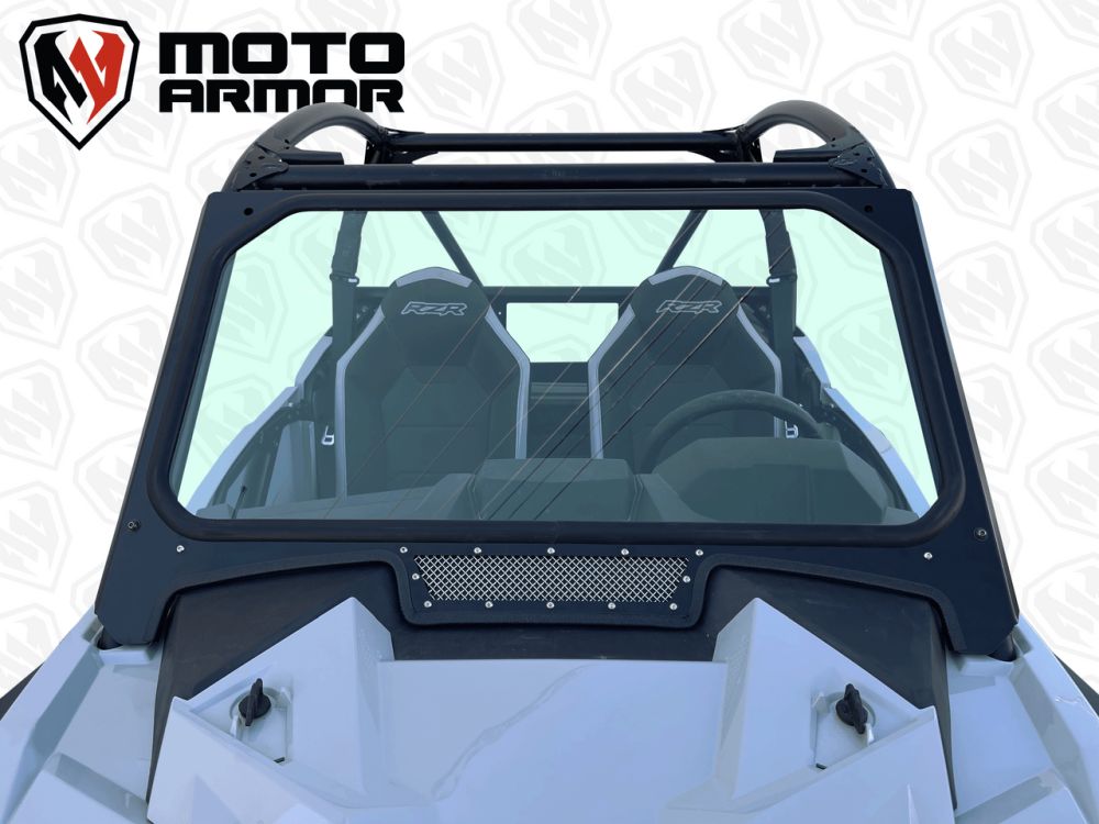 Moto Armor Vented Glass Windshield Black Mesh MA-RZTRL-WS-GLS-BLK-B-Y