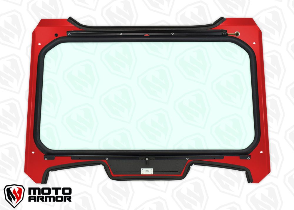 Moto Armor Full Glass Windshield Red Frame Black Mesh For Polaris RZR Turbo S 2018-2021