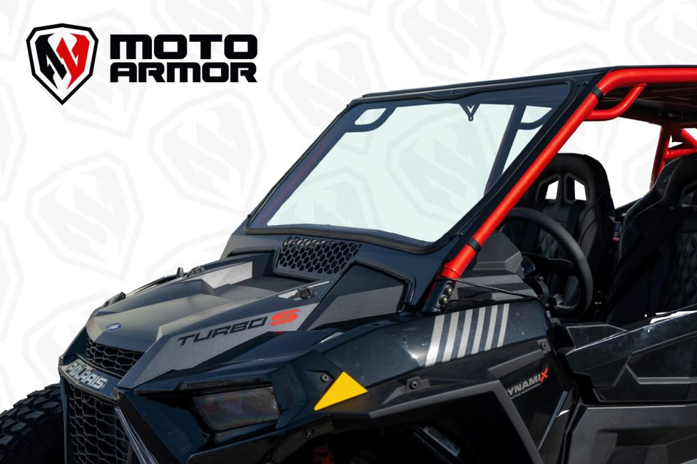 Moto Armor Full Glass Windshield Black Powder Coat For Voodoo Riders Cage