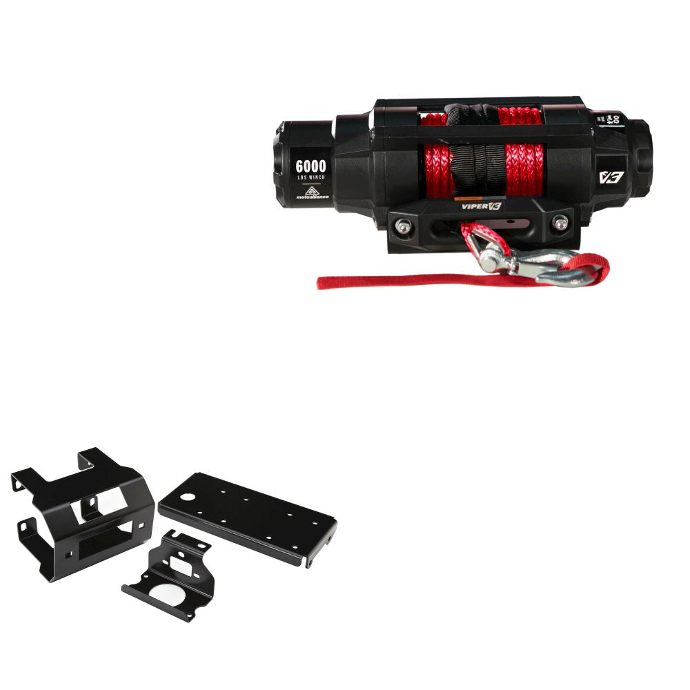 Viper 6000lbs V3 Winch Red Rope With Mount For Polaris Sportsman 90 2004