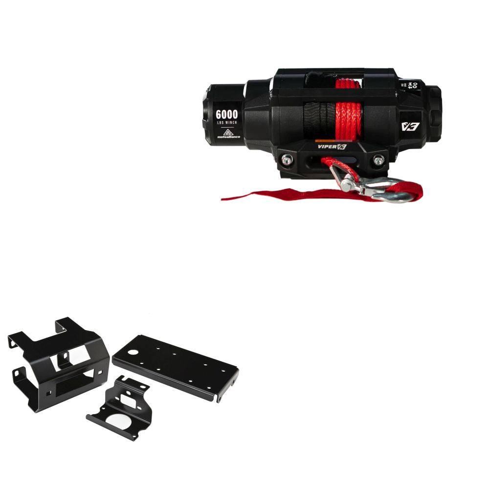 Viper 6000lbs V3 Winch Red Rope With Mount For Polaris Sportsman 700 2002-2004