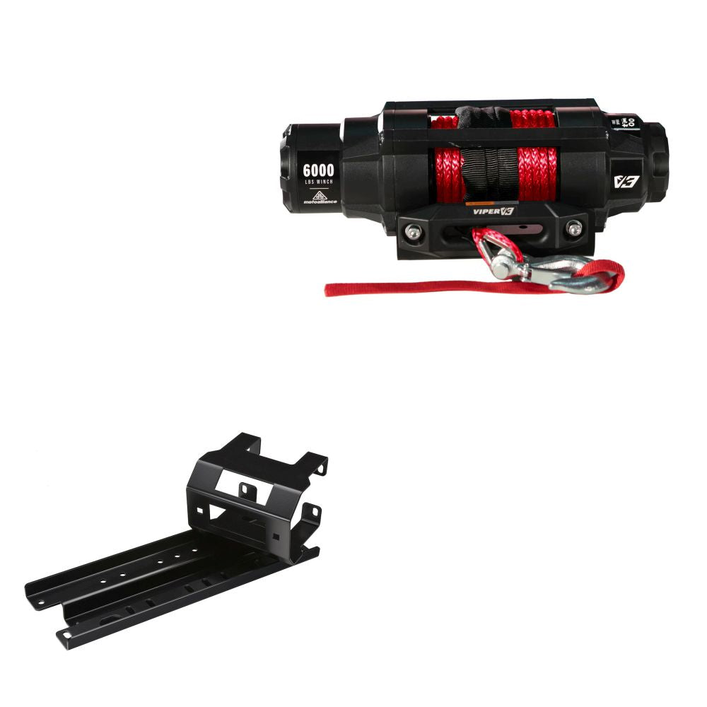 Viper 6000lbs V3 Winch Red Rope With Mount For Polaris Sportsman X2 800 2007-2009