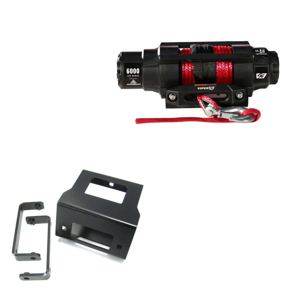 Viper 6000lbs V3 Winch Red Rope With Mount For Polaris Sportsman 450 2016-2020