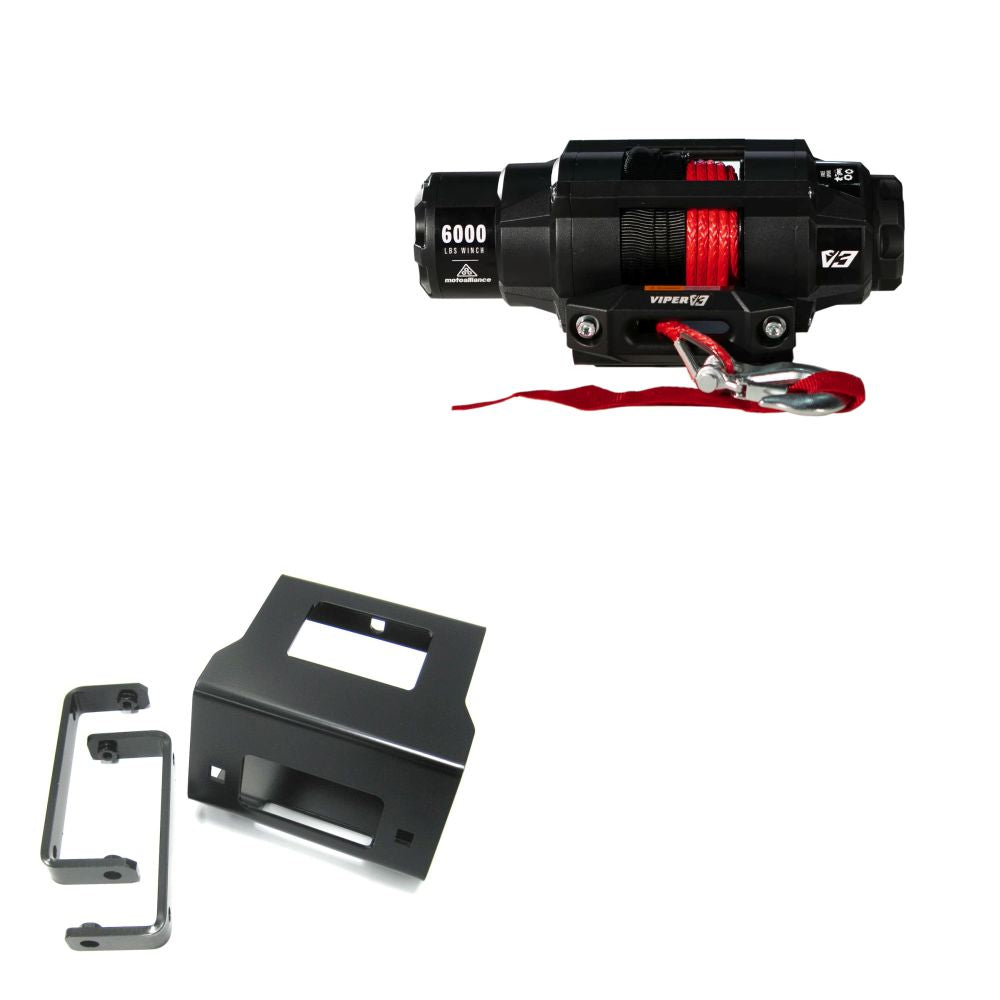 Viper 6000lbs V3 Winch Red Rope With Mount For Polaris Sportsman 450 2016-2020