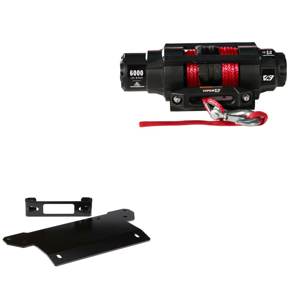 Viper 6000lbs V3 Winch Red Rope With Mount For Polaris Ranger Crew 900 Full Size 4x4 2014-2020