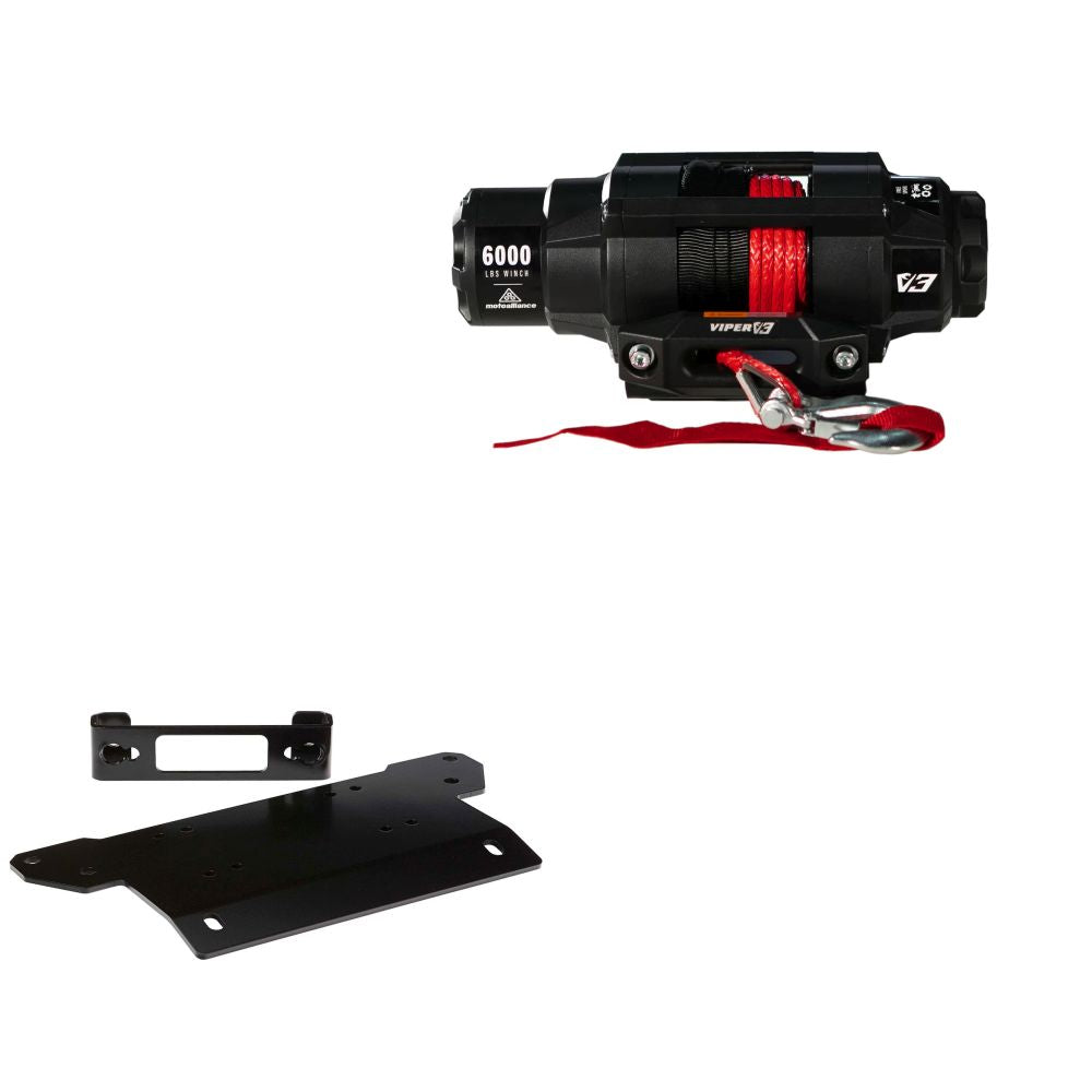 Viper 6000lbs V3 Winch Red Rope With Mount For Polaris Ranger Diesel 1000 2015-2018