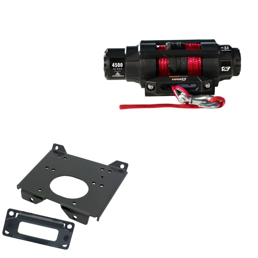 Viper 4500lbs V3 Winch Red Rope With Mount For Polaris RZR S 1000 2016-2022