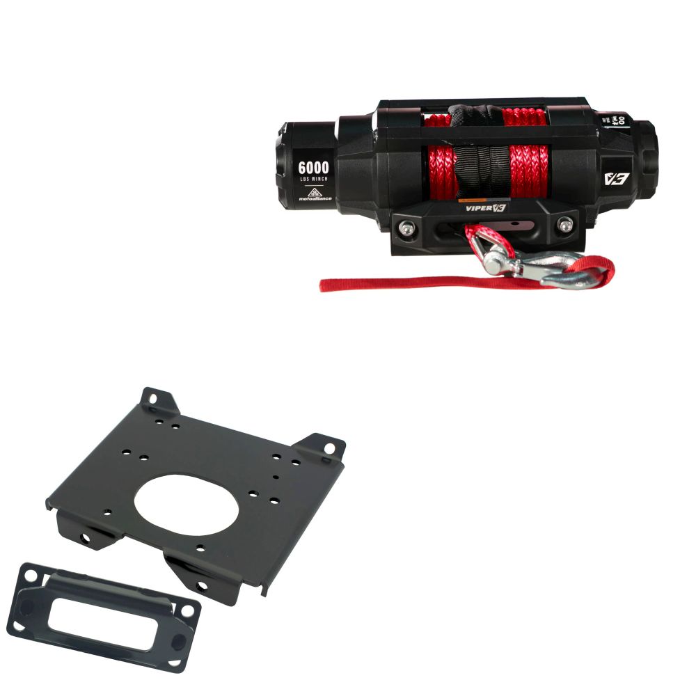 Viper 6000lbs V3 Winch Red Rope With Mount For Polaris RZR S 1000 2016-2022