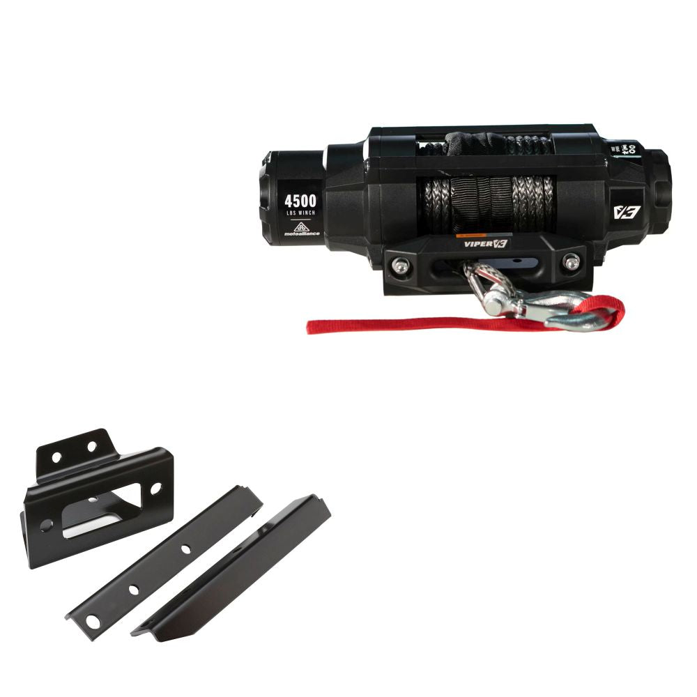Viper 4500lbs V3 Winch Black Rope With Mount For Polaris RZR 570 2012-2021