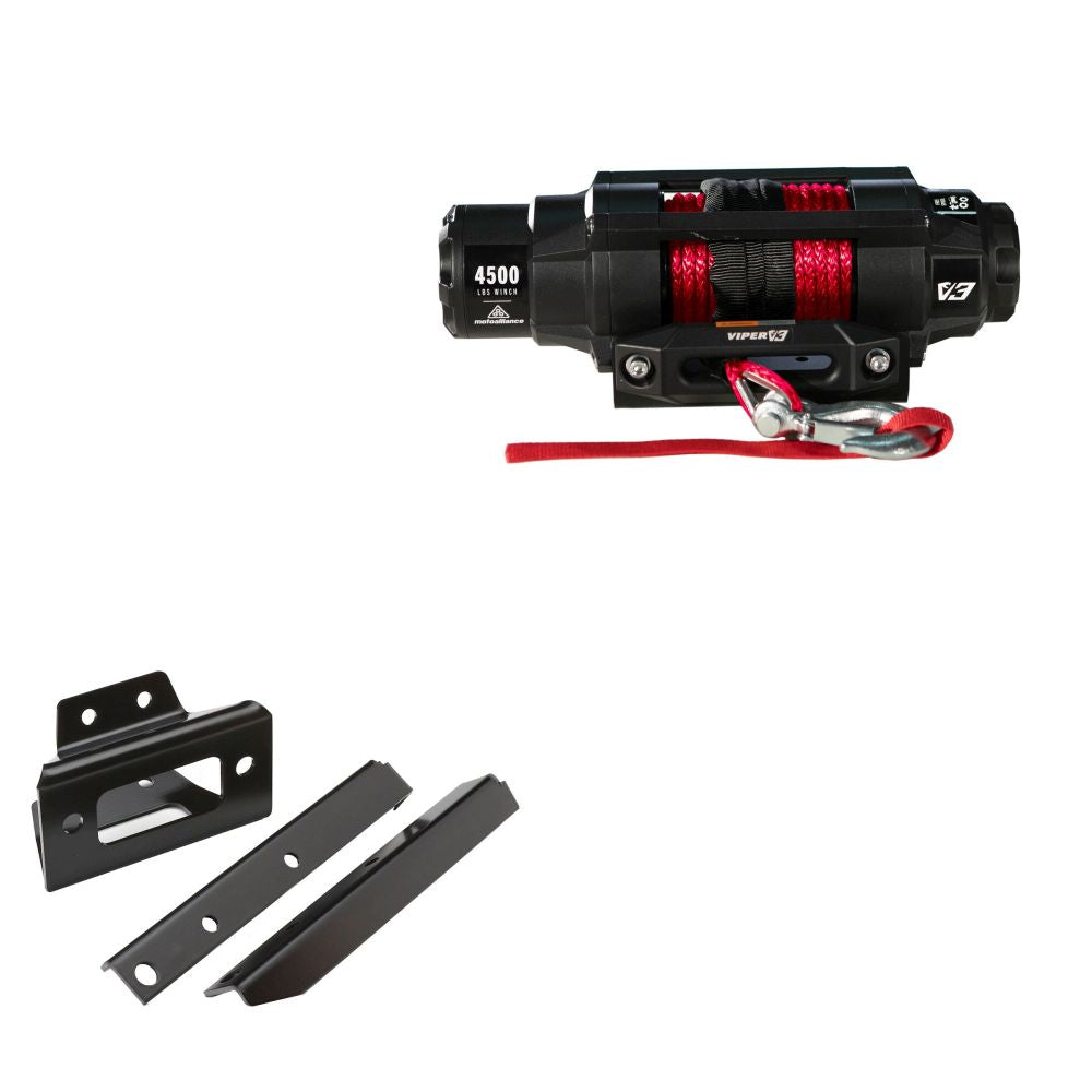 Viper 4500lbs V3 Winch Red Rope With Mount For Polaris RZR 800 2008-2014