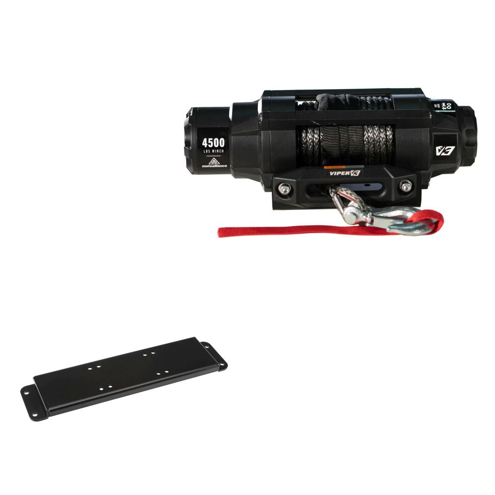 Viper 4500lbs V3 Winch Black Rope With Mount For Polaris Ranger 400 With an Extreme Bumper 2010-2014