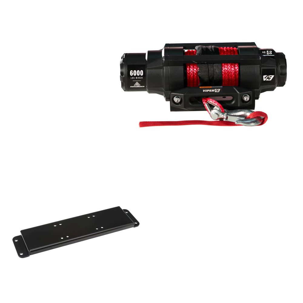 Viper 6000lbs V3 Winch Red Rope With Mount For Polaris Ranger 700 With an Extreme Bumper 2006-2009