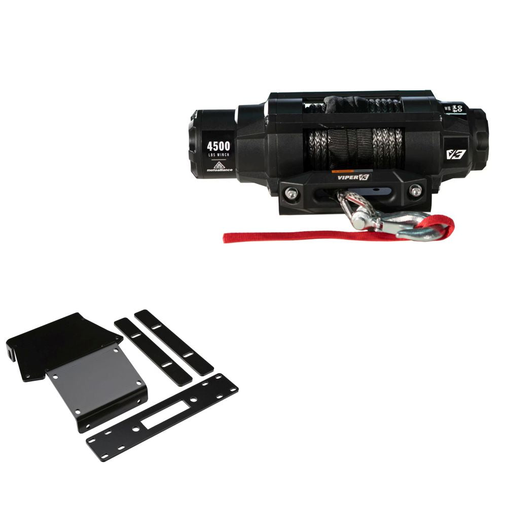 Viper 4500lbs V3 Winch Black Rope With Mount For Honda Rancher 400 2000-2003