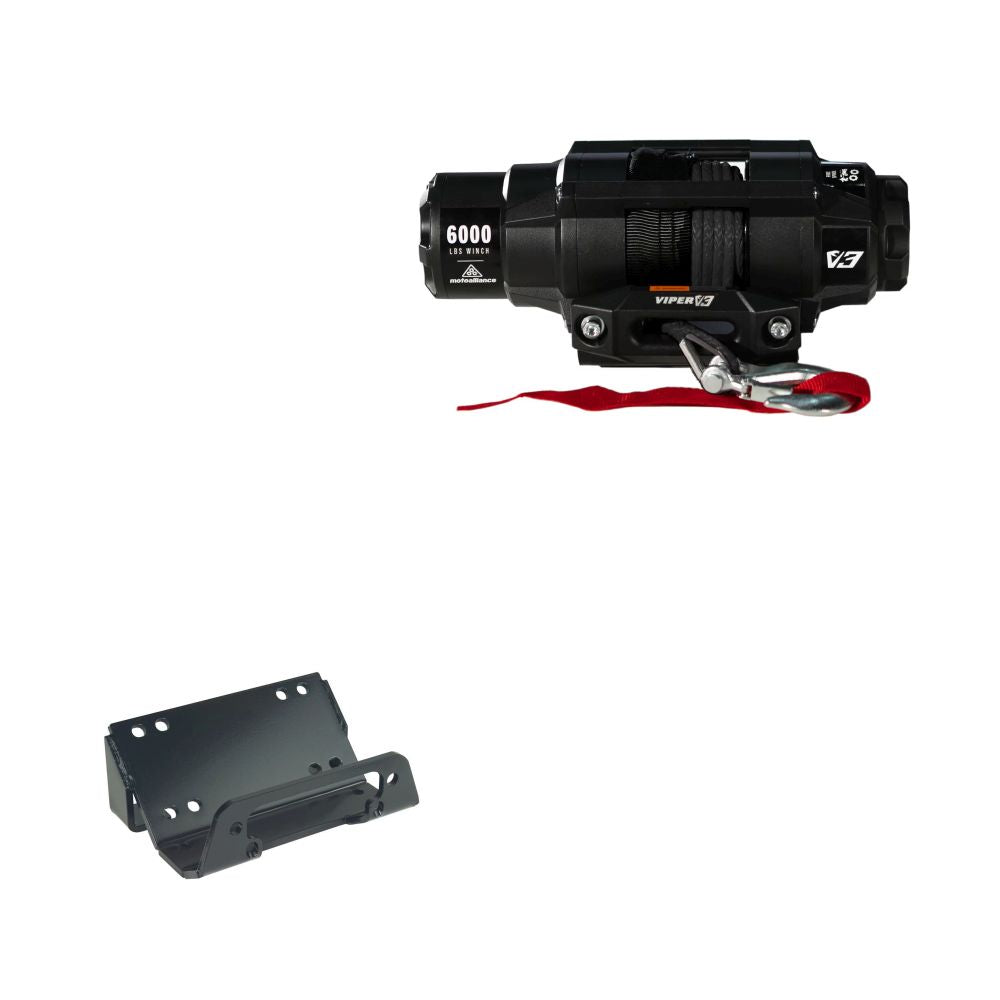 Viper 6000lbs V3 Winch Black Rope With Mount For Kawasaki Teryx4 750 2012-2020
