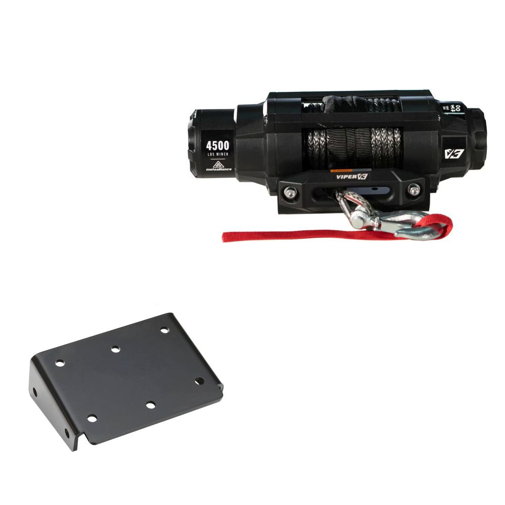 Viper 4500lbs V3 Winch Black Rope With Mount For Suzuki King Quad 750 2008-2018