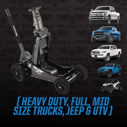 Pro Eagle 3 Ton Off Road High Clearance Big Wheel KRATOS Jack With 8in Extension For Rivian