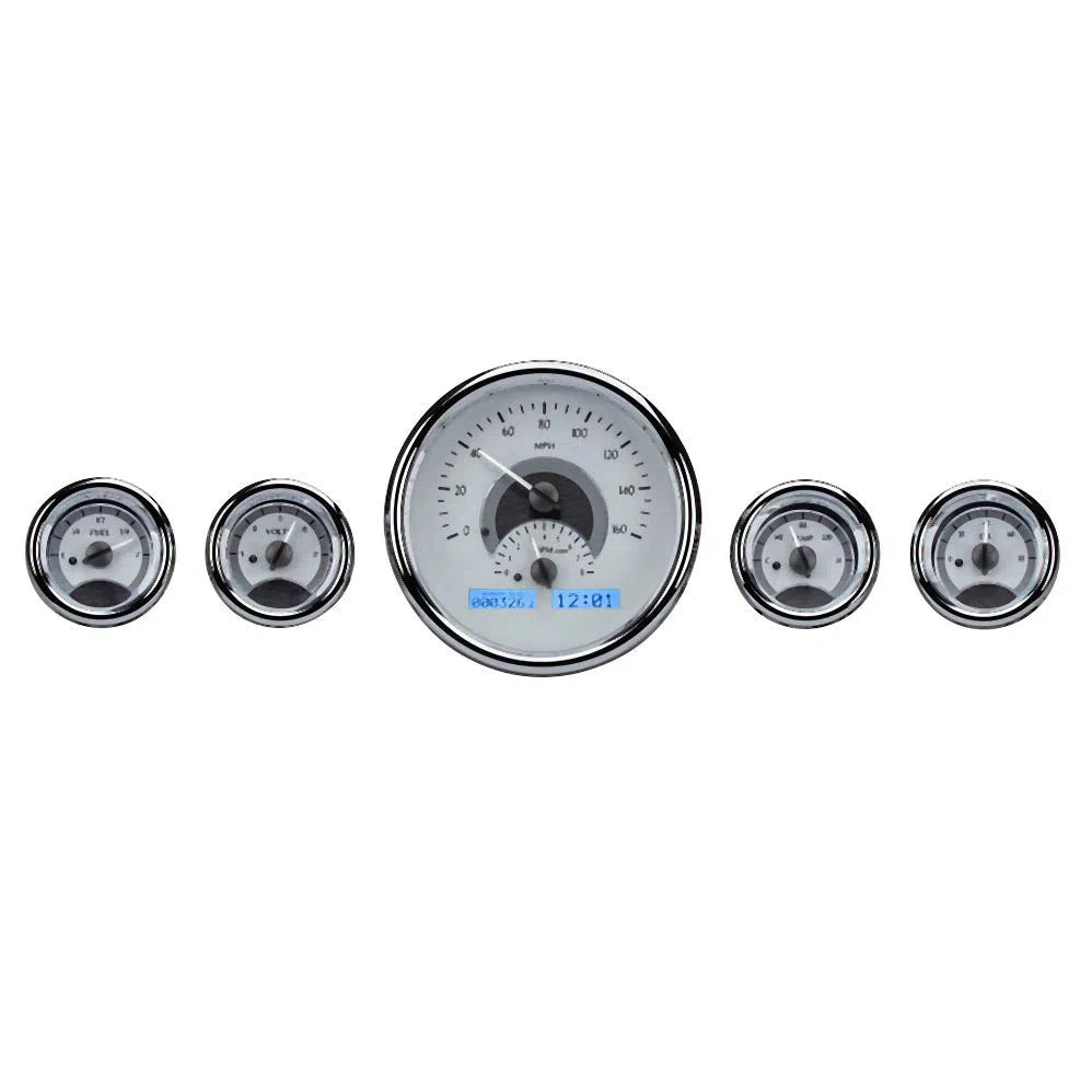 Dakota Digital VHX Universal Gauge Kit VHX-1015-Silver Universal Gauge Kit with Blue Display VHX-1015-S-B-Lionparts Powersports