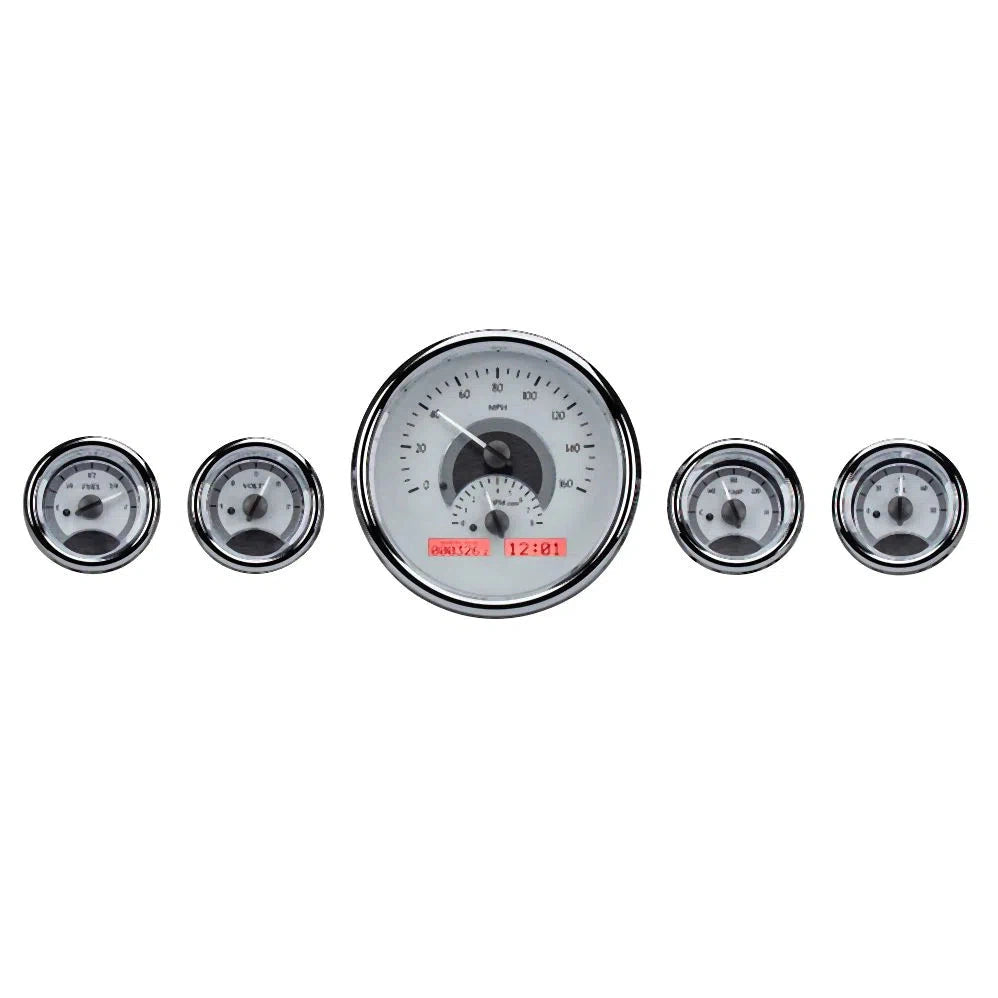 Dakota Digital VHX Universal Gauge Kit VHX-1015-Silver Universal Gauge Kit with Red Display VHX-1015-S-R-Lionparts Powersports