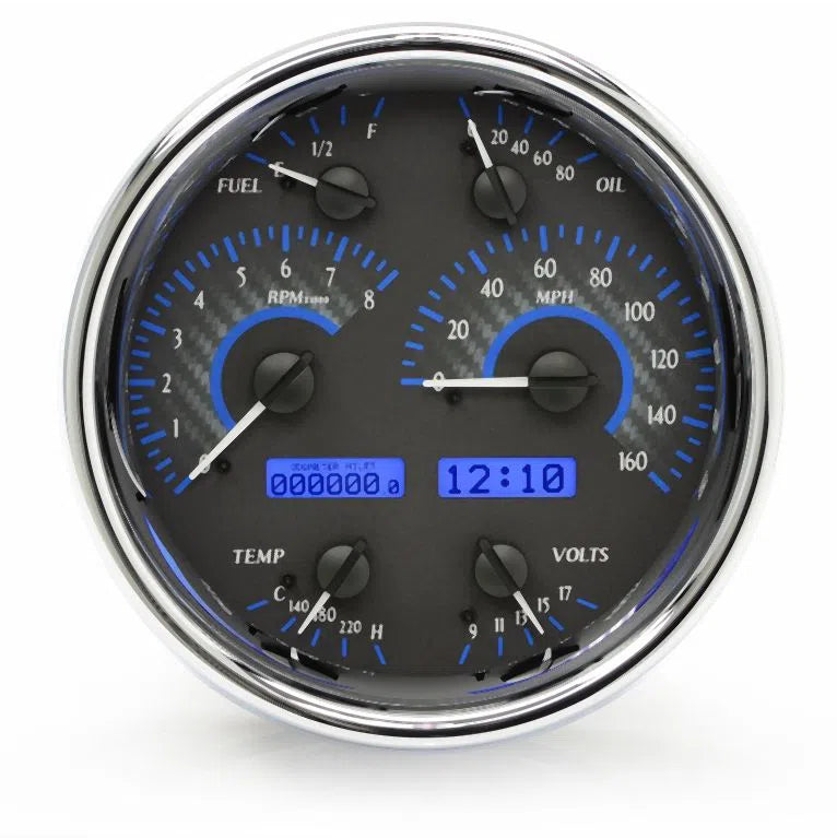 Dakota Digital VHX Universal Gauge Kit VHX-1019-Carbon Fiber Universal Gauge Kit with Blue Display VHX-1019-C-B-Lionparts Powersports