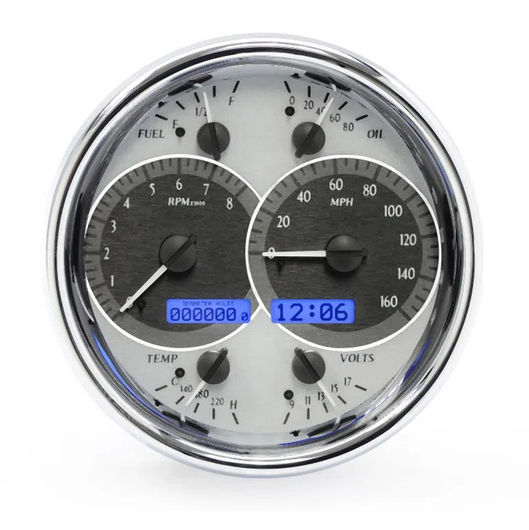 Dakota Digital VHX Universal Gauge Kit VHX-1019-Silver Universal Gauge Kit with Blue Display VHX-1019-S-B-Lionparts Powersports