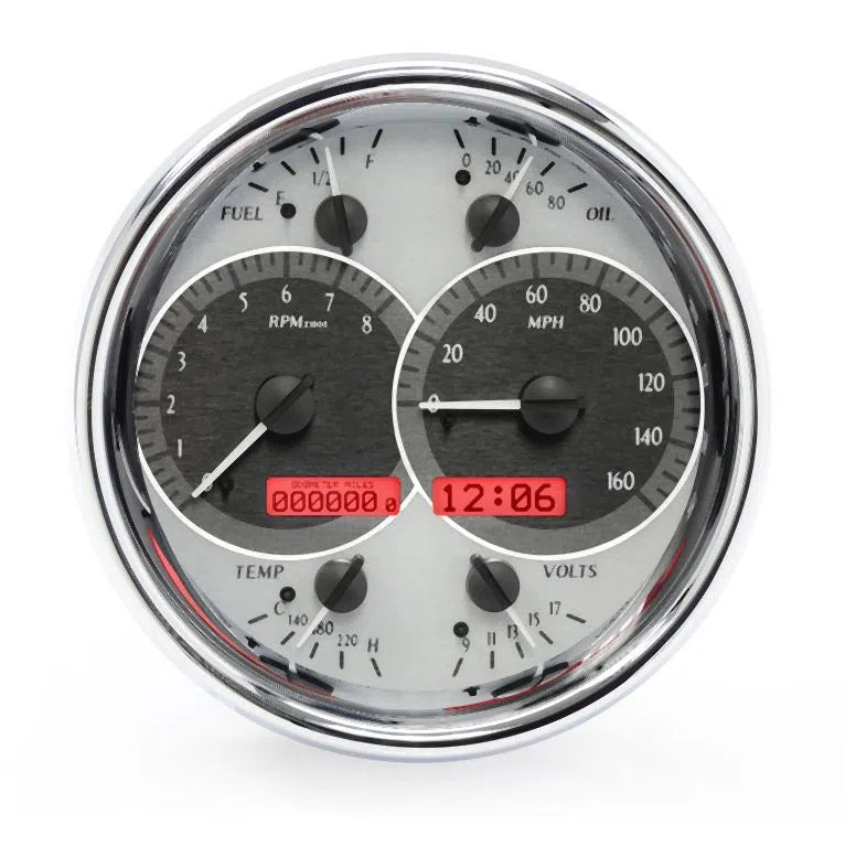 Dakota Digital VHX Universal Gauge Kit VHX-1019-Silver Universal Gauge Kit with Red Display VHX-1019-S-R-Lionparts Powersports