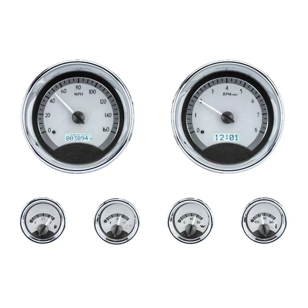 Dakota Digital VHX Universal Gauge Kit VHX-1024-Silver Universal Gauge Kit with White Display VHX-1024-S-W-Lionparts Powersports