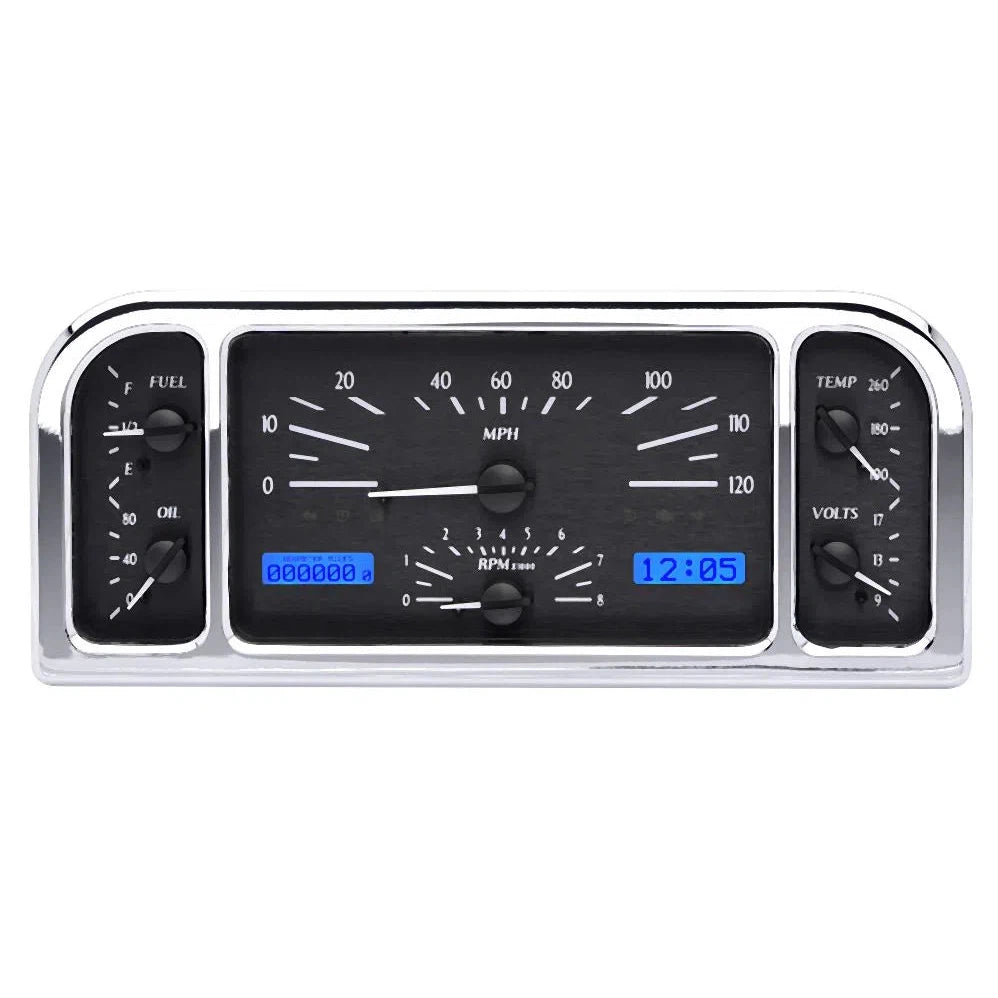 Dakota Digital 1937-1938 Ford Car VHX Gauge Kit VHX-37F-Black Panel Gauge Kit with Blue Display VHX-37F-K-B-Lionparts Powersports