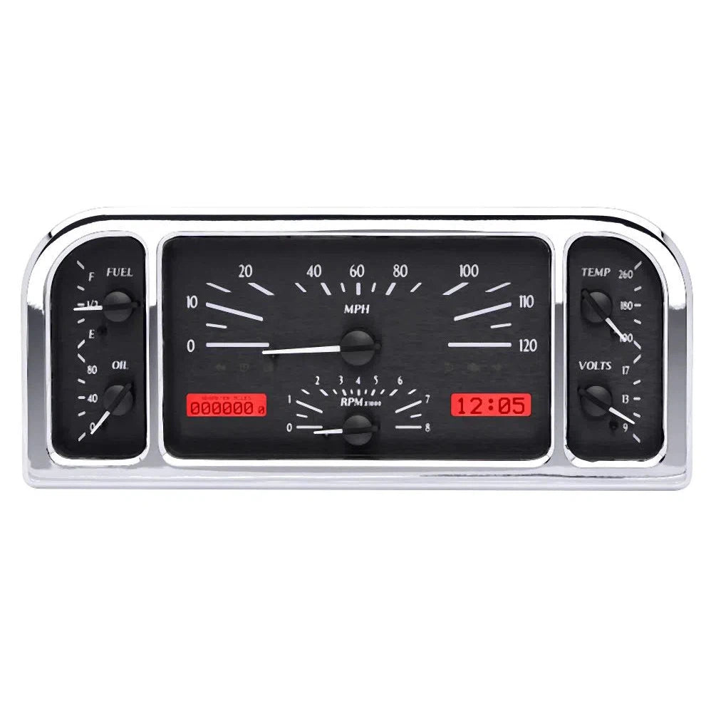 Dakota Digital 1937-1938 Ford Car VHX Gauge Kit VHX-37F-Black Panel Gauge Kit with Red Display VHX-37F-K-R-Lionparts Powersports