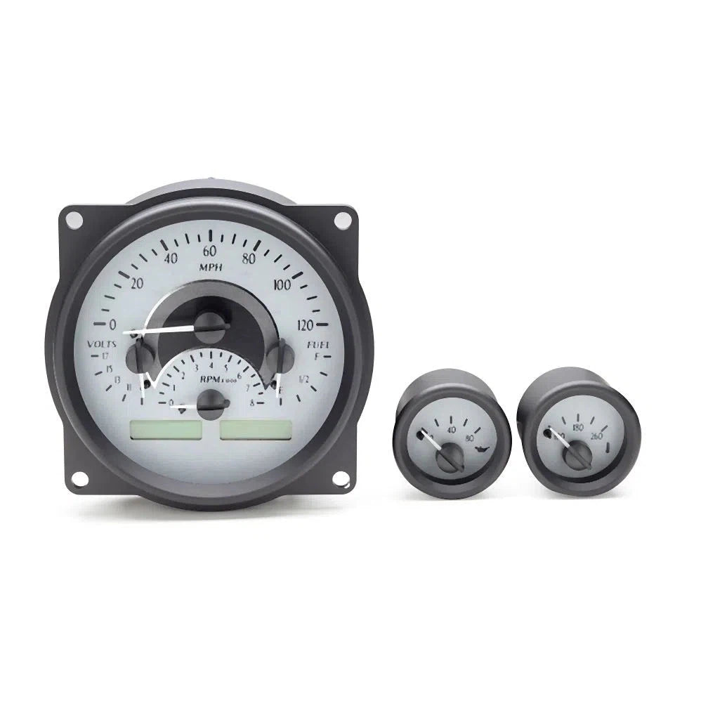 Dakota Digital 1955-1986 Jeep CJ VHX Gauge Kit VHX-55J-Silver Gauge Kit with White Display VHX-55J-S-W-Lionparts Powersports