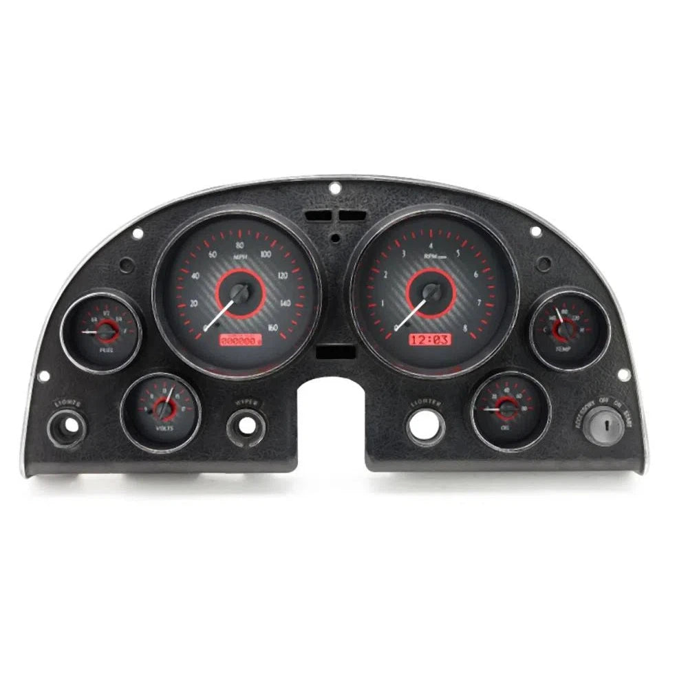 Dakota Digital 1963-1967 Chevrolet Corvette VHX Gauge Kit VHX-63C-VET-Carbon Fiber Gauge Kit with Red Display VHX-63C-VET-C-R-Lionparts Powersports