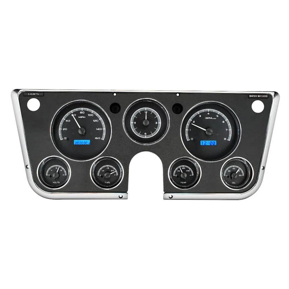 Dakota Digital 1967-1972 Chevrolet VHX Gauge Kit with Analog Clock VHX-67C-PA-Black Panel Gauge Kit with Analog Clock with Blue Display VHX-67C-PA-K-B-Lionparts Powersports