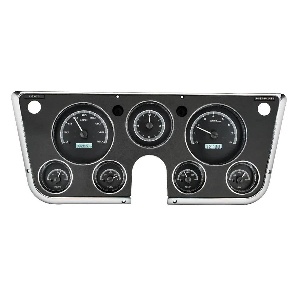 Dakota Digital 1967-1972 Chevrolet VHX Gauge Kit with Analog Clock VHX-67C-PA-Black Panel Gauge Kit with Analog Clock with White Display VHX-67C-PA-K-W-Lionparts Powersports