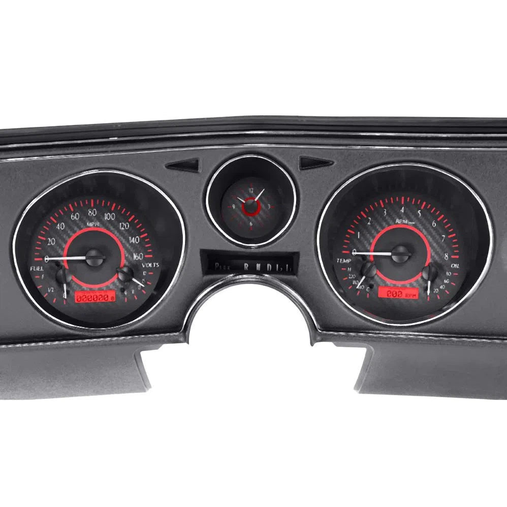 Dakota Digital 1969 Chevrolet Chevelle/ El Camino VHX Gauge Kit with Analog Clock VHX-69C-CVA-Carbon Fiber Gauge Kit with Analog Clock with Red Display VHX-69C-CVA-C-R-Lionparts Powersports