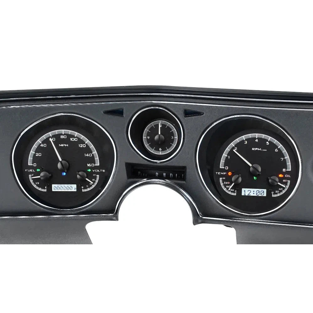 Dakota Digital 1969 Chevrolet Chevelle/ El Camino VHX Gauge Kit with Analog Clock VHX-69C-CVA-Black Panel Gauge Kit with Analog Clock with White Display VHX-69C-CVA-K-W-Lionparts Powersports