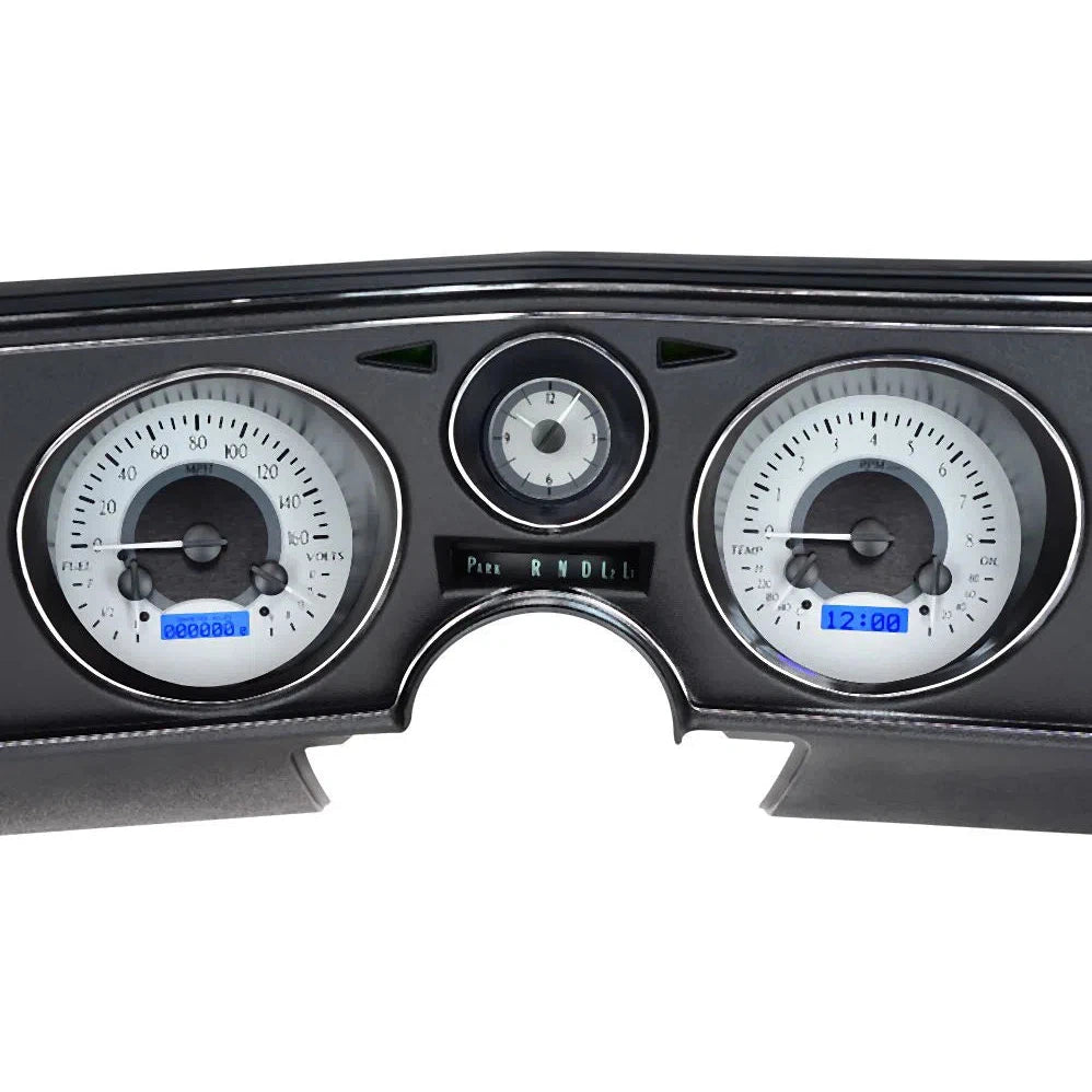 Dakota Digital 1969 Chevrolet Chevelle/ El Camino VHX Gauge Kit with Analog Clock VHX-69C-CVA-Silver Gauge Kit with Analog Clock with Blue Display VHX-69C-CVA-S-B-Lionparts Powersports