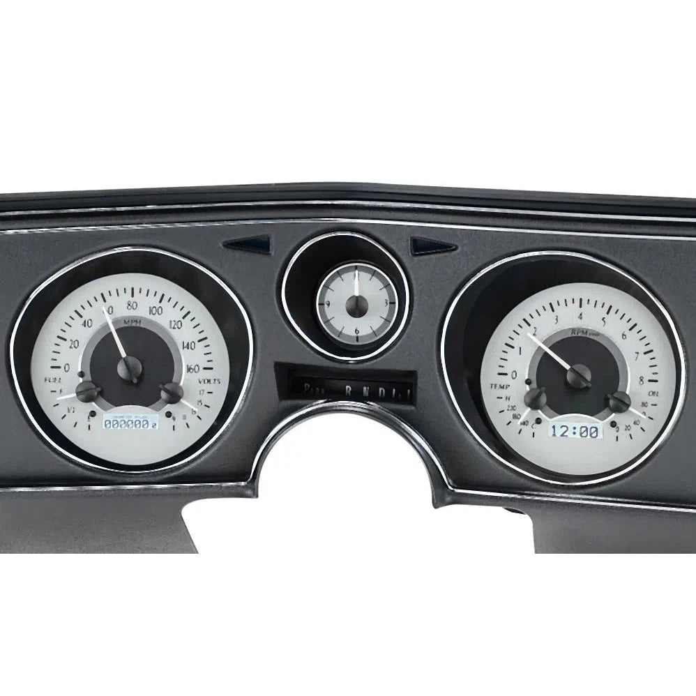 Dakota Digital 1969 Chevrolet Chevelle/ El Camino VHX Gauge Kit with Analog Clock VHX-69C-CVA-Silver Gauge Kit with Analog Clock with White Display VHX-69C-CVA-S-W-Lionparts Powersports