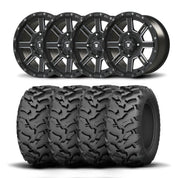 Set of Four Bullite Lancer Wheels 15" Black And Kenda K3203 Mastodon AT Tires [35x10R-15]