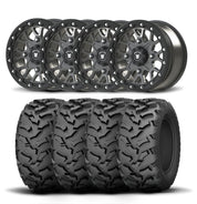 Set of Four Bullite Rider Wheels 15" Gray And Kenda K3203 Mastodon AT Tires [35x10R-15]