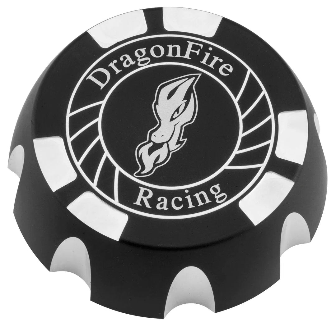 DragonFire Racing Billet Gas Cap for Polaris UTVs - Black - Racing Logo - 04-1805