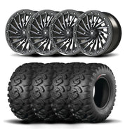 Set of Four Bullite Blade Wheels 15" Gray And Kenda K3201 Mastodon HT Tires [33x10R-15]
