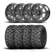 Set of Four Bullite Lancer Wheels 15" Gray And Kenda K3203 Mastodon AT Tires [35x10R-15]