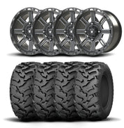 Set of Four Bullite Lancer Wheels 15" Gray And Kenda K3203 Mastodon AT Tires [35x10R-15]