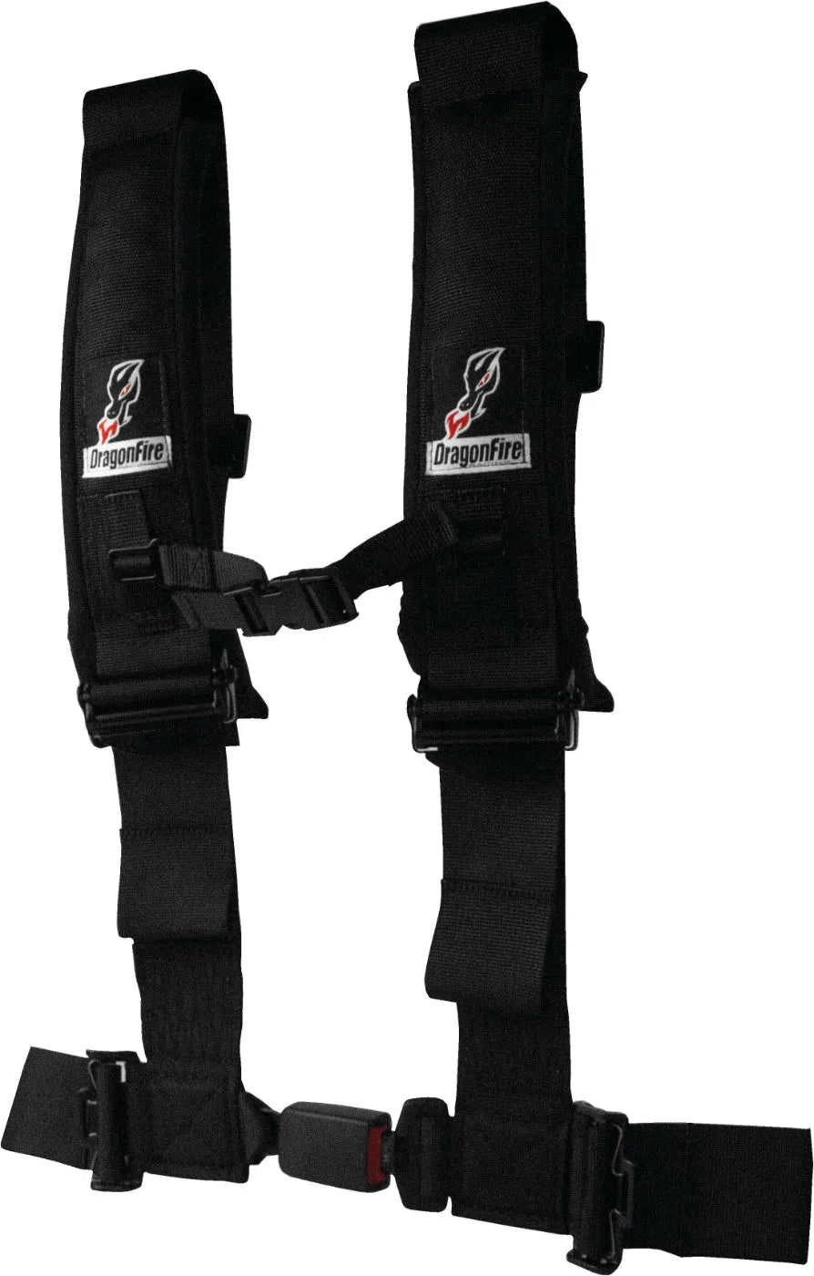 DragonFire Racing Harness Restraint - Black - H-Style - 4-Point - EZ-Adjust - 3" Buckle - 14-0802