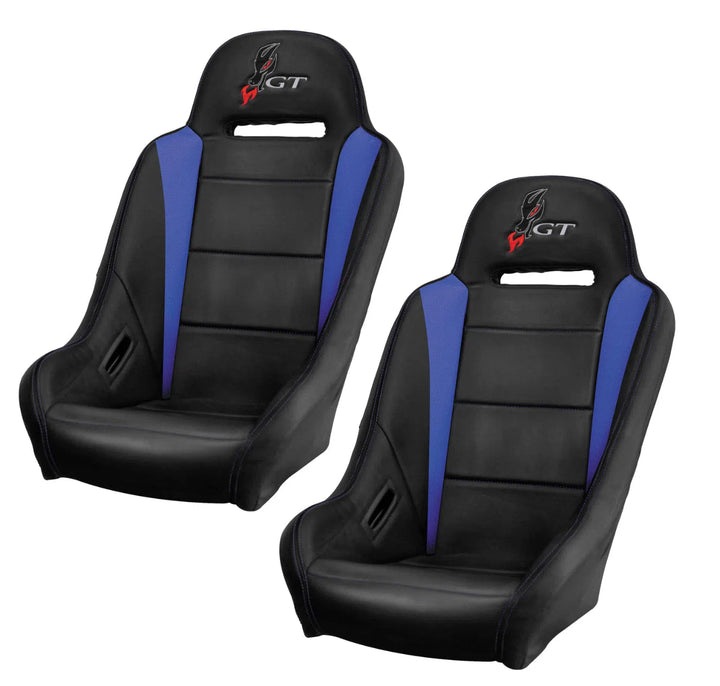 DragonFire Racing HighBack GT Seats for RZR Turbo, RZR 1000 & RZR 900 Models - Black/Blue - Pair - 15-1157