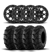 ITP Hurricane 12" Matte Black Wheels And Mud Lite II Tires [23x8-12]