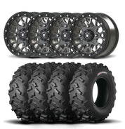 Set of Four Bullite Rider Wheels 15" Gray And Kenda K3203 Mastodon AT Tires [33x10R-15]